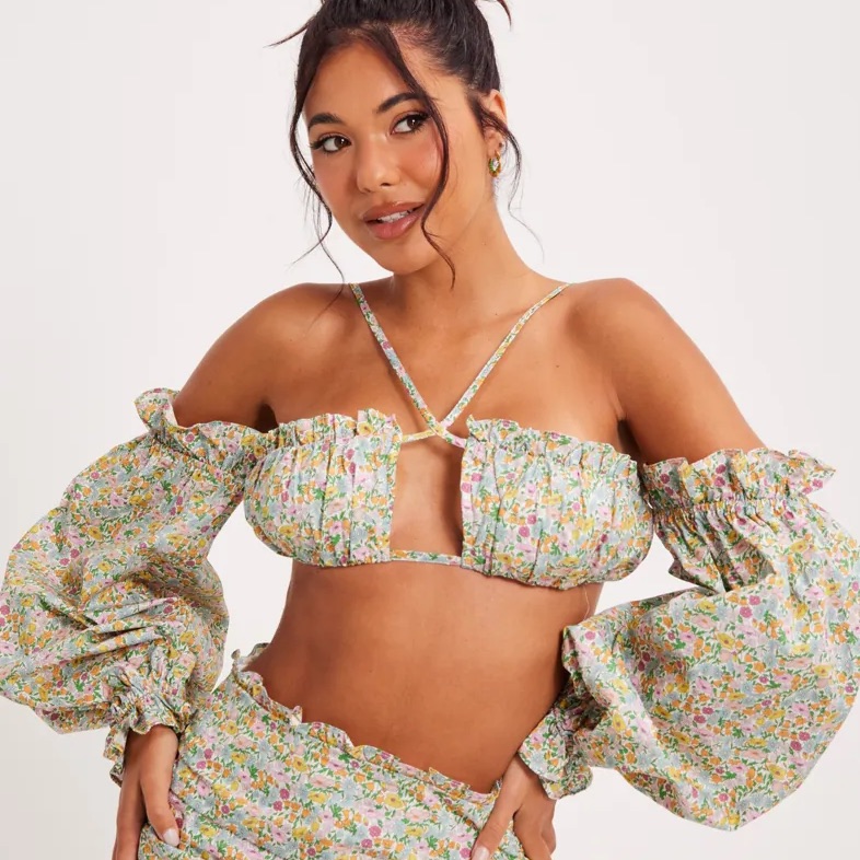 Nwt For Love & Lemons Floral Crop Top Size Xs